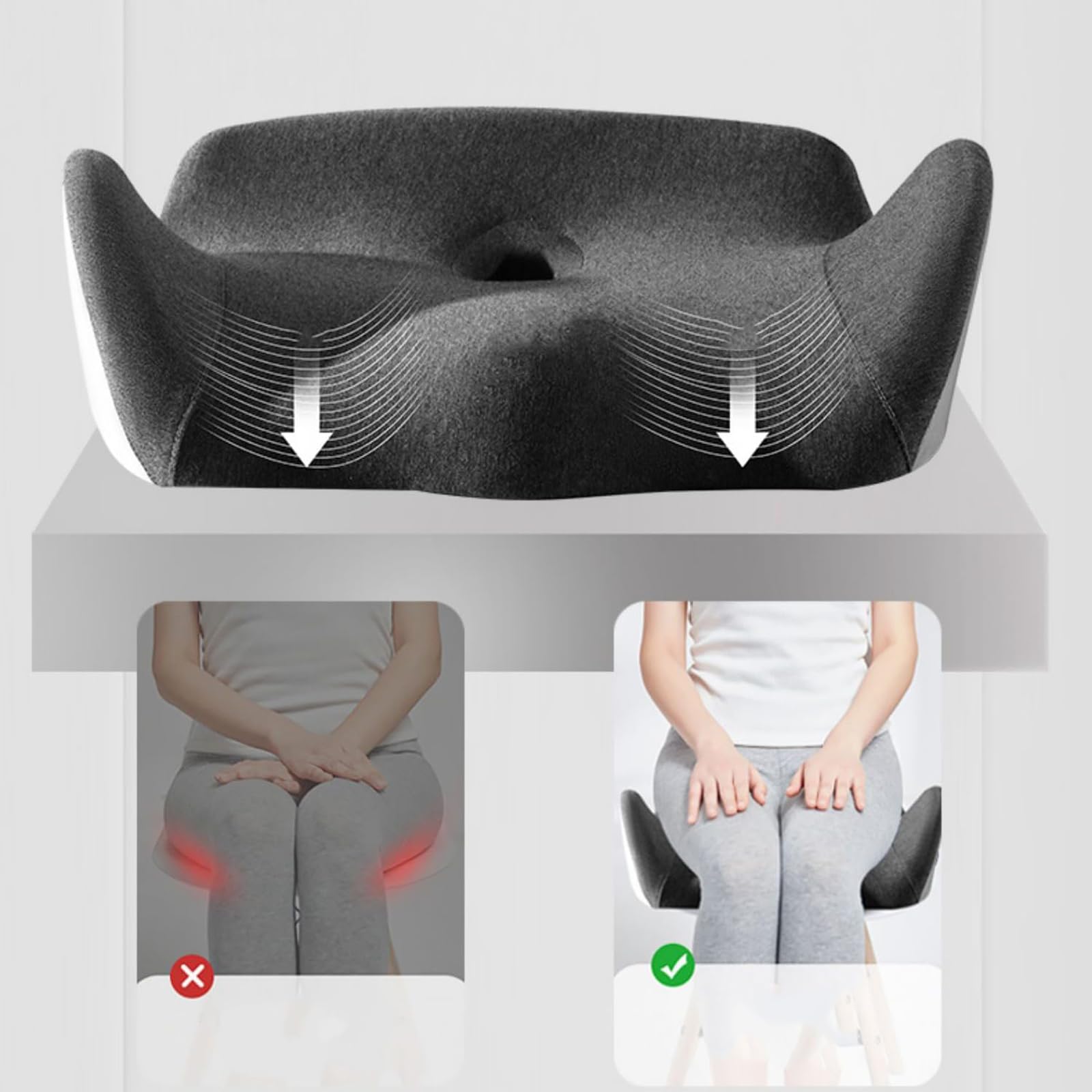 Cojín De Asiento De Espuma Viscoelástica para Silla De Oficina, Cojín De Asiento Lumbar Y Trasero para Dolor De Coxis, Coxis Y Espalda,Azul