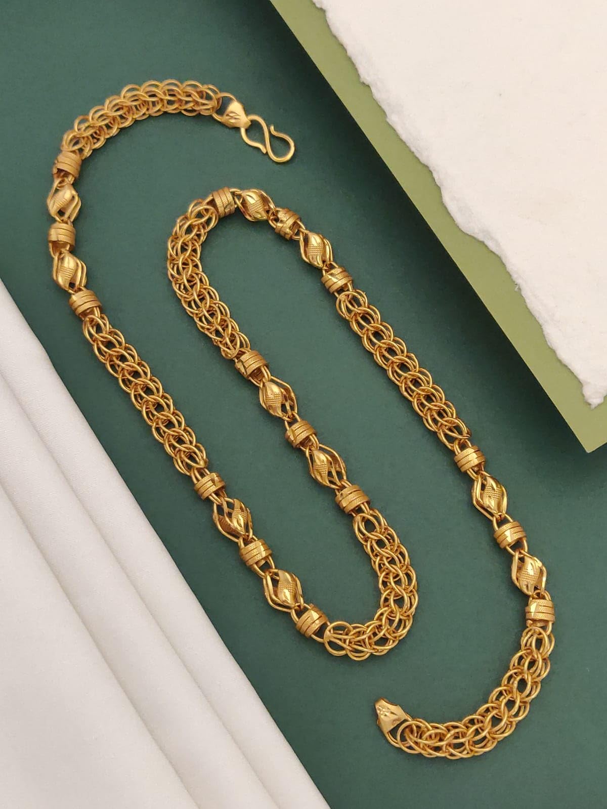 One gram Stylish Golden Neck woman and men Chain “24” Inches Gold-plated Chain_F102-picture-15