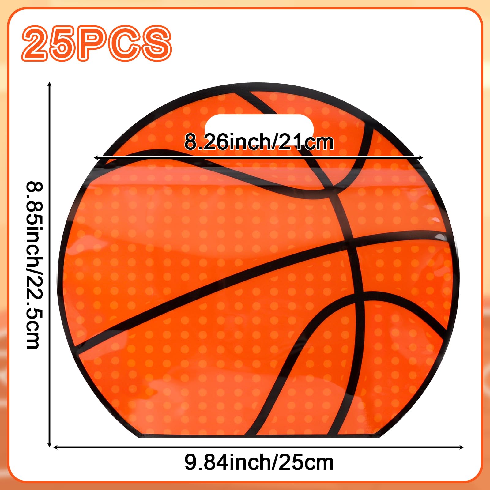 Hooqict 25pcs Basketball Goodie Bags with Handles Reusable Sealed Basketball Gift Bags Snack Treat Candy Bag Party Favors for Kids Boys Team Gifts Sports Ball Birthday Party Supplies