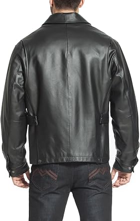 BGSD Men Greg Open Bottom Zip Front Leather Jacket (Also available in Tall)