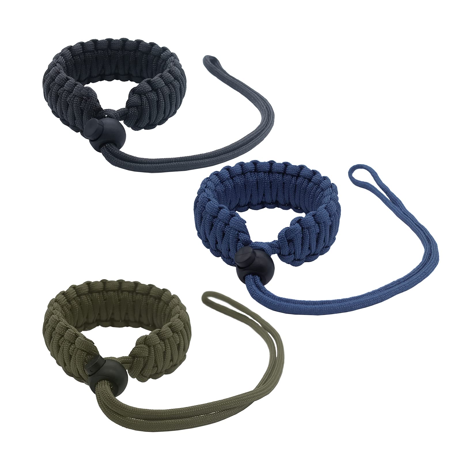 Hukado Universal Paracord Camera Wrist Strap,Nylon Braided Adjustable Camera Hand Grip Strap for Camcorder,Binoculars,Nikon/Canon/Sony/Panasonic/SLR/DSLR Digital Cameras, Black/Blue/Army Green(3 Pack)