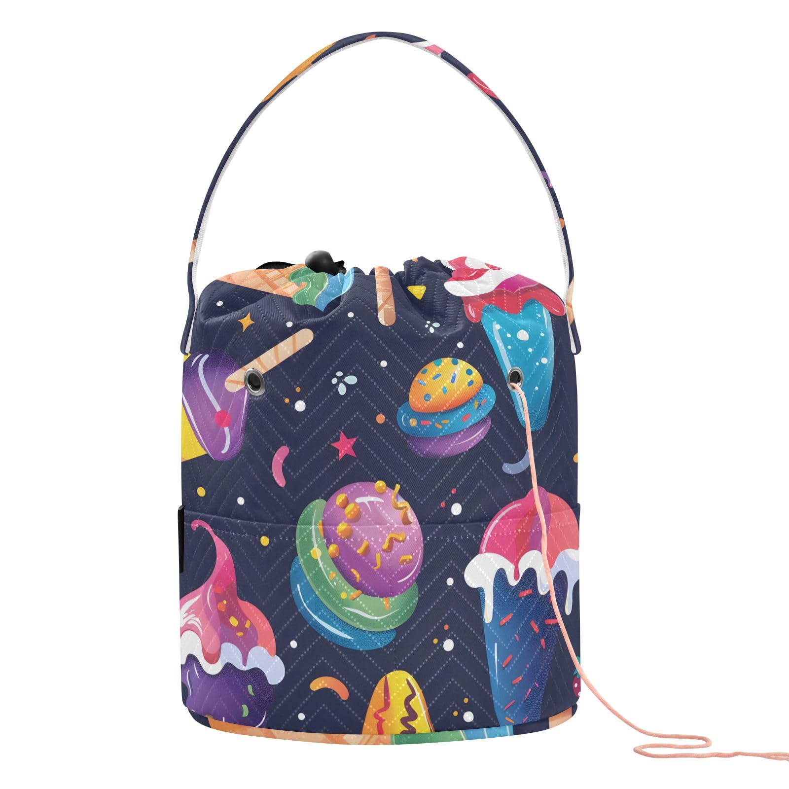 Yarn Storage Bag Small Crochet Bag Knitting Bag Organizer Colorful Ice-Cream Yarn Bags for Crocheting Basket