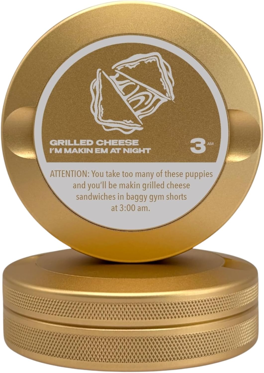 Grilled Cheese | Metal Container for Zyn, Premium Aluminum Can & Rugged Pouch Holder | Extra Capacity, Knurled Grip & Used Pouch Storage | EDC (Copper)