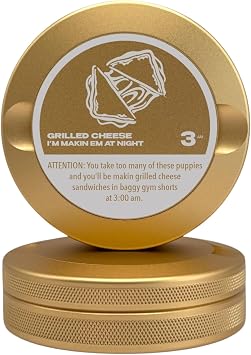 Grilled Cheese | Metal Container for Zyn, Premium Aluminum Can & Rugged Pouch Holder | Extra Capacity, Knurled Grip & Used Pouch Storage | EDC Champagne Gold
