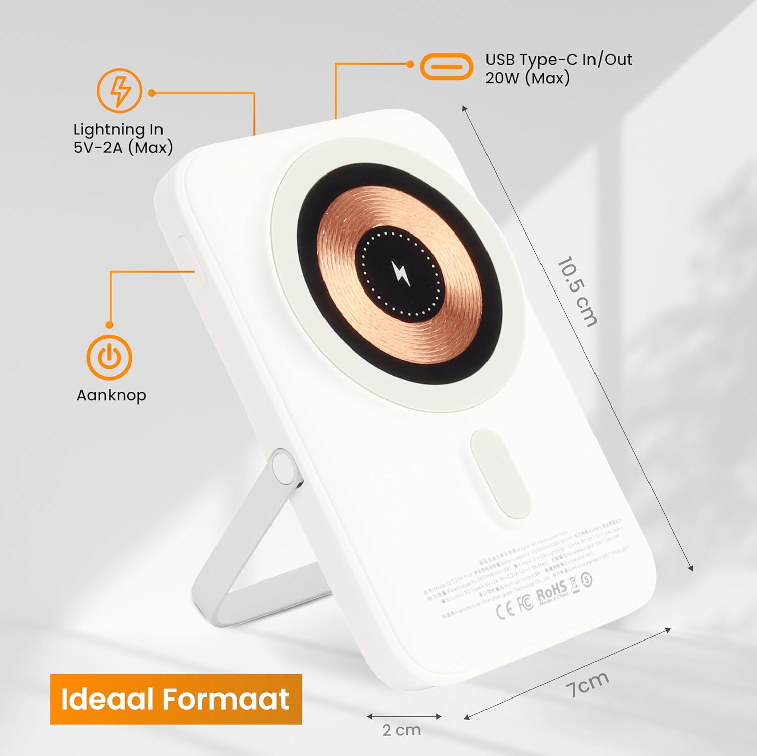 R2B Magnetic Power Bank dimensions and ports
