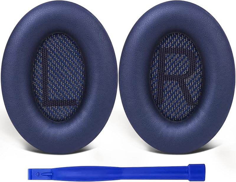 Replacement Earpads Cushions for Bose QuietComfort 35 (QC35) & Quiet Comfort 35 II (QC35 ii) Headphones, Ear Pads with Softer Leather, Noise Isolation Foam, Added Thickness (Midnight Blue)