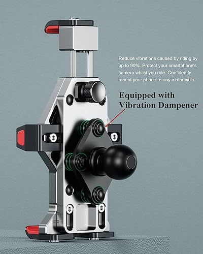 Miniatura 9 de BRCOVAN Soporte de teléfono de aleación de aluminio con amortiguador de vibraciones y bloqueo seguro, antirrobo, resistente, tamaño ajustable,