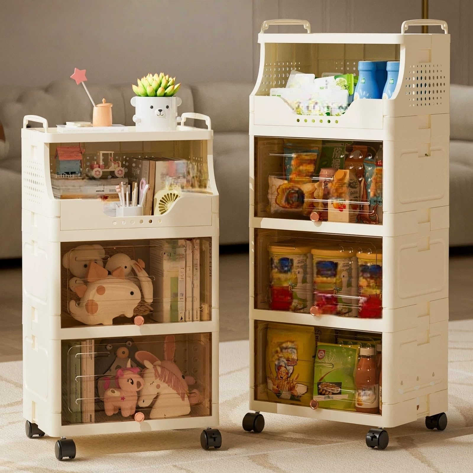 Carro rodante utilitario Carro rodante for Almacenamiento de refrigerios, Estante Organizador móvil Varios Niveles con Ruedas