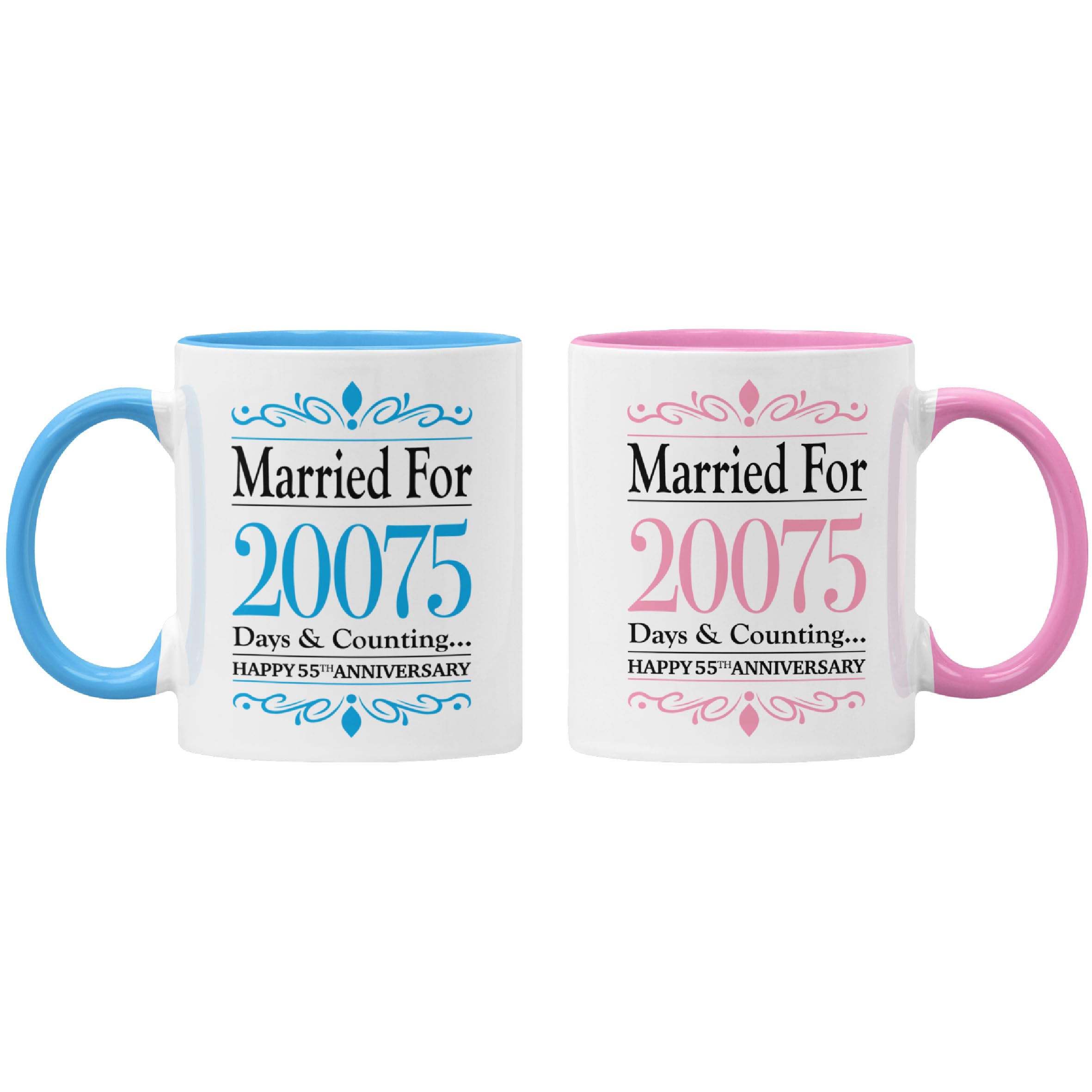55th Anniversary Mug Gift Set for Women & Men | Happy Coral Anniversary | 55 Years | 55 Years Together | Wedding Marriage Gift for Mum & Dad - Husband & Wife - Grandma & Grandad