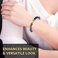 Vista 13 de Pulsera de turmalina negra, pulsera de cristal curativo natural para mujeres y hombres, pulsera de cuentas redondas de 0.315 in para espiritual