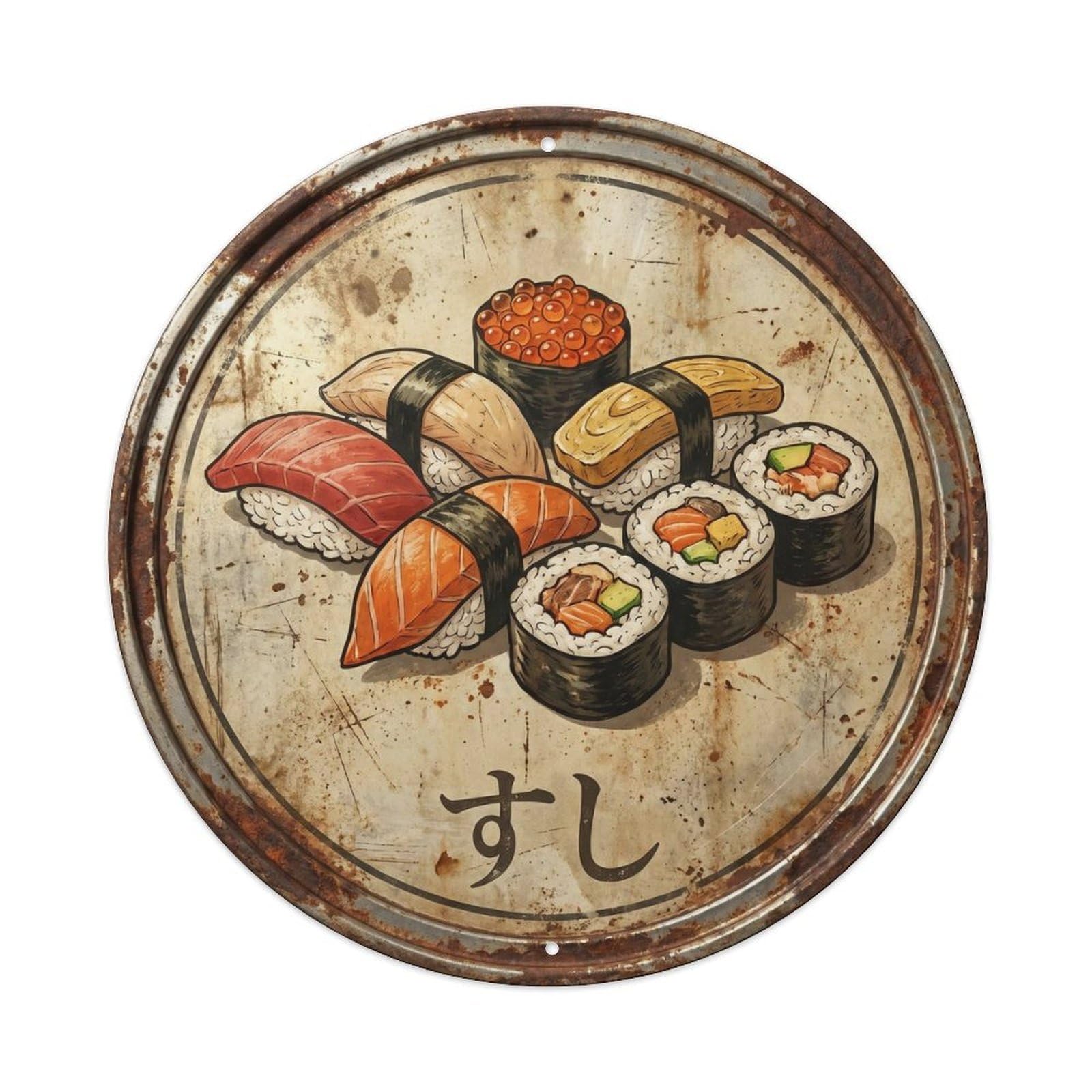 Cxhjca 8X8inch(20X20cm) Japanese Sushi Bar Roadside Diner Kitchen Cuisine Maki Metal Tin Sign