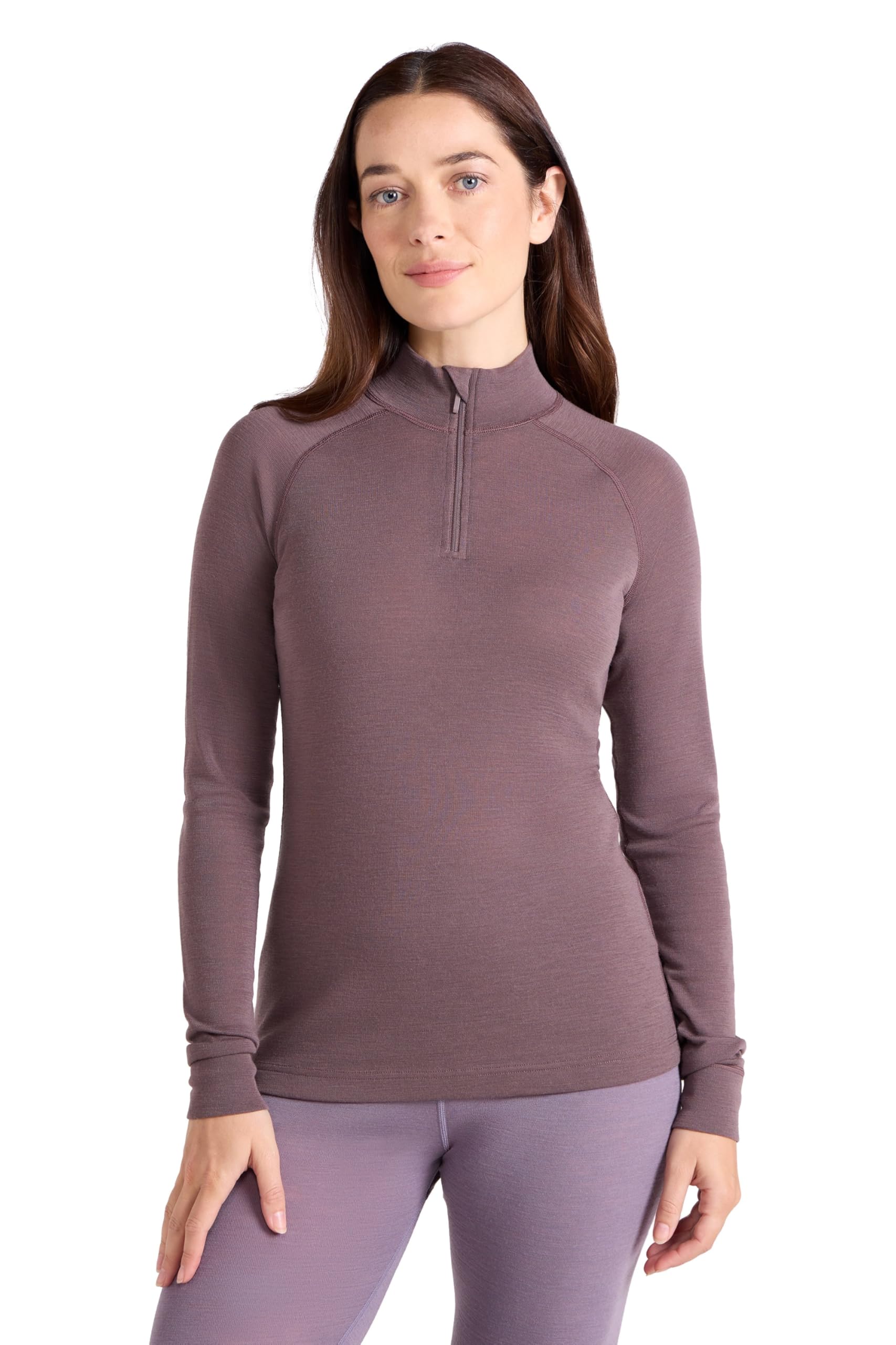 Mountain Warehouse Women's Lightweight Breathable Thermal Long Sleeve Merino Wool Base Layer Top in Brown | Size: 8