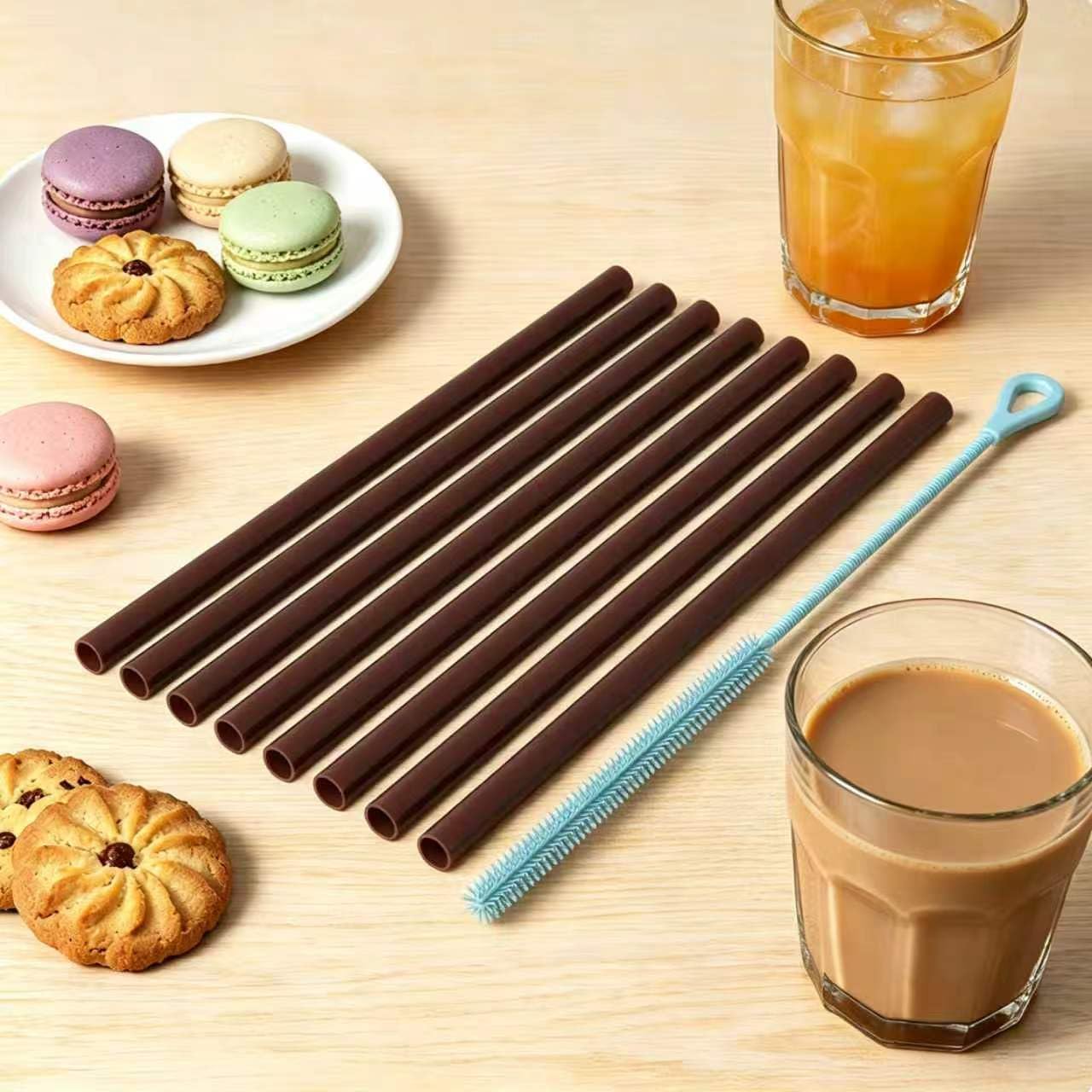 8pcs Replacement Straws for Owala FreeSip 24 oz 32 oz Bottle,Brown image 5