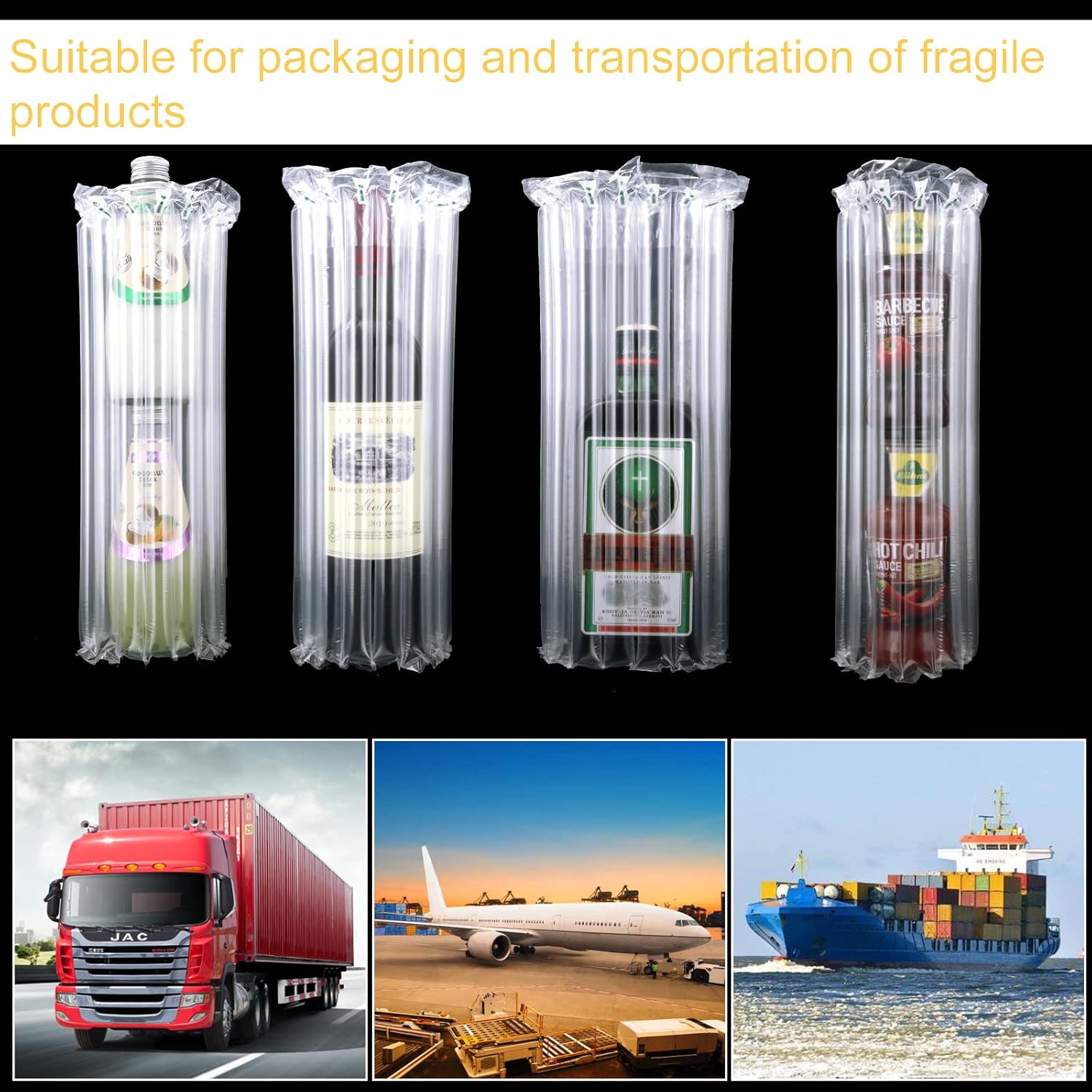 13.7 Inch x 164 Feet Bubble Cushioning Wrap Roll, Large Bubble Air Bubbles for Packaging Moving Shipping Delivering with Free Pump, Inflatable Air Column Bubble Bag Wine Bottle Protector