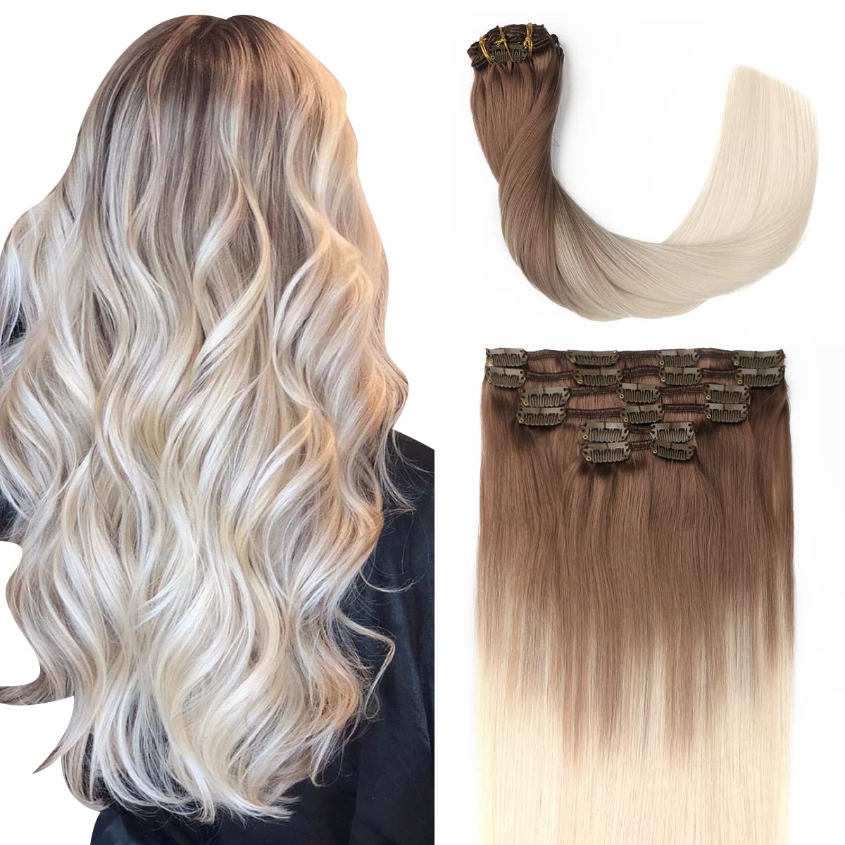 Clip In Extensions Echthaar Günstig Auf Rechnung Sindra Echthaar Extensions Clip in 45cm 120g 6pcs Clip in Extensions