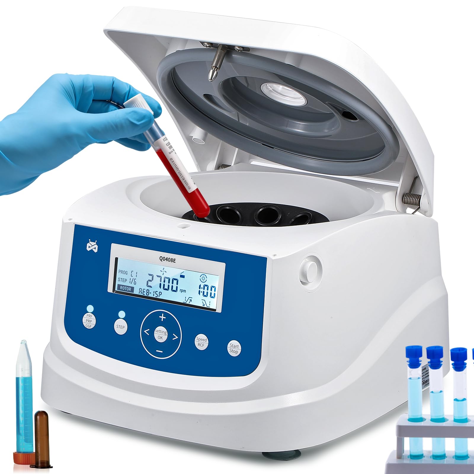 Mxmoonant Centrifuga stabile, 8×15ml, 300-4000 RPM, 1860xg RCF | 30s-99min, per PRP, separazione campioni, analisi qualitativa