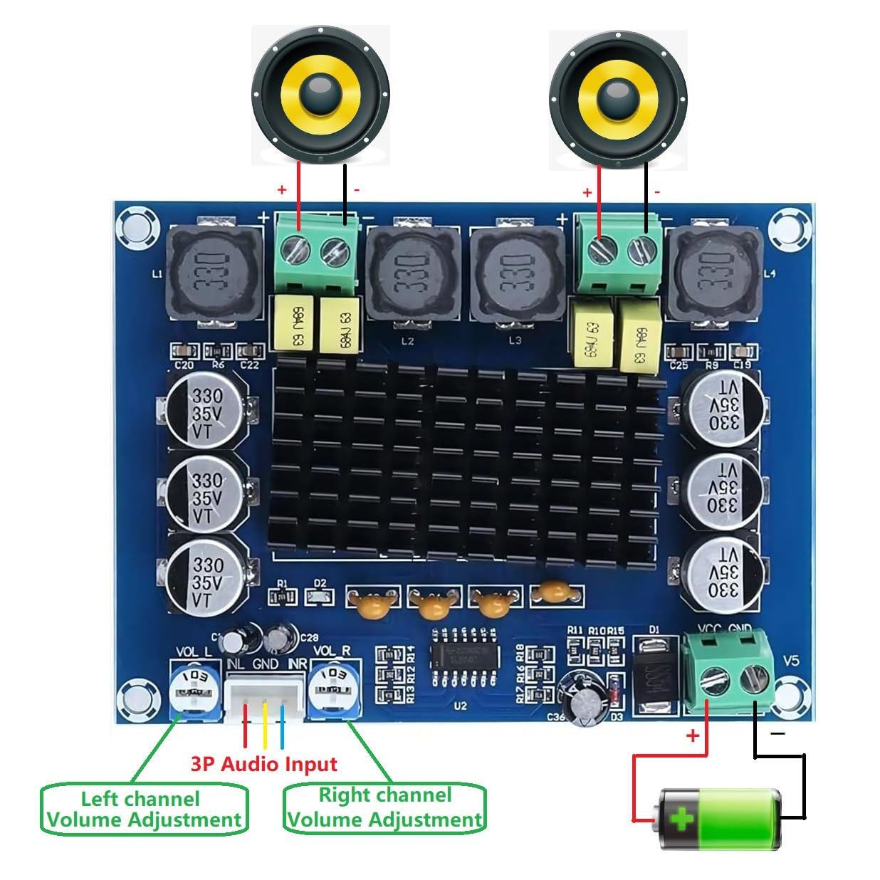 WWZMDiB XH-M543 Digital Amplifier Board Connection Diagram