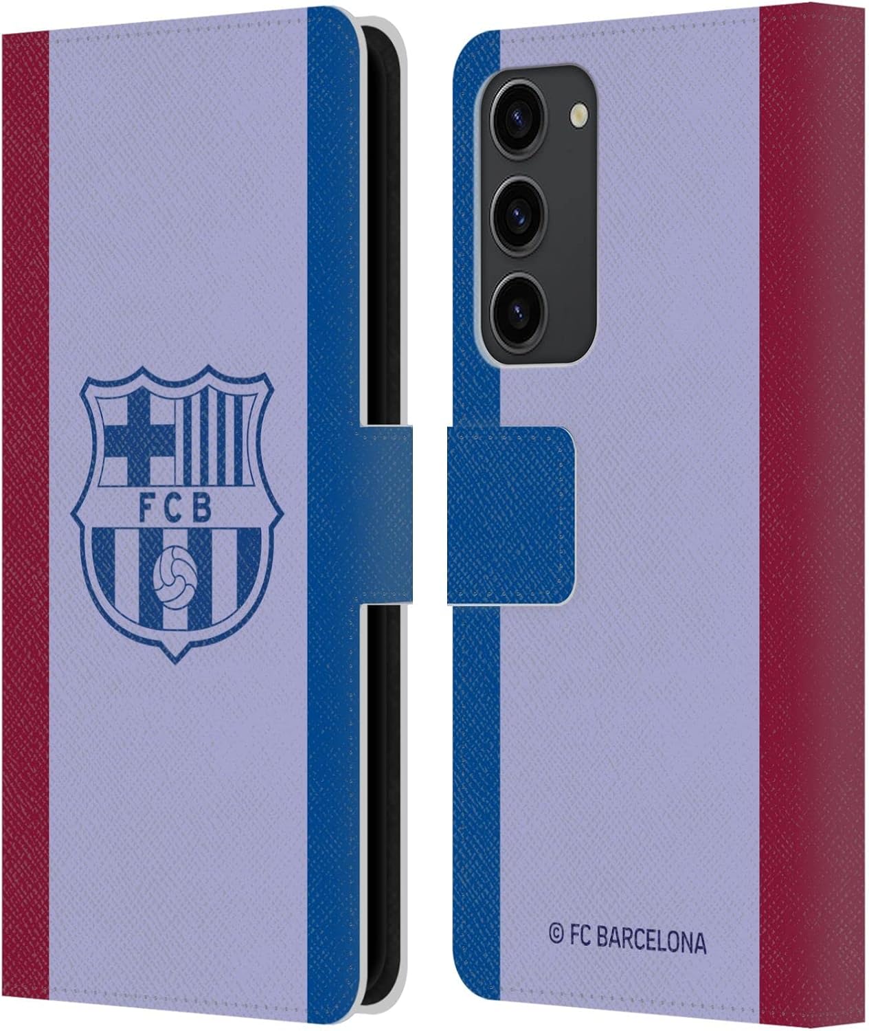 Head Case Designs Officially Licensed FC Barcelona Away 2021/22 Crest KIT Leather Wallet Case Compatible with Samsung Galaxy S23+ 5G