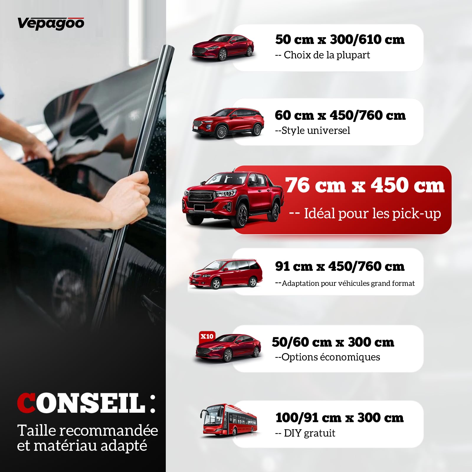 Vepagoo 5%/20%/35% VLT Film Teinté Voiture 50 X 300cm Vitre Teintée Voiture Film Solaire Voiture Film sur la Vie privée pour Vitres Protection UV Fumée Véhicule （20% VLT）