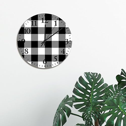 Miniatura 4 de ArogGeld Reloj de pared de madera de búfalo blanco y negro de 15 pulgadas, funciona con pilas, silencioso y sin tictac, moderno reloj colgante para
