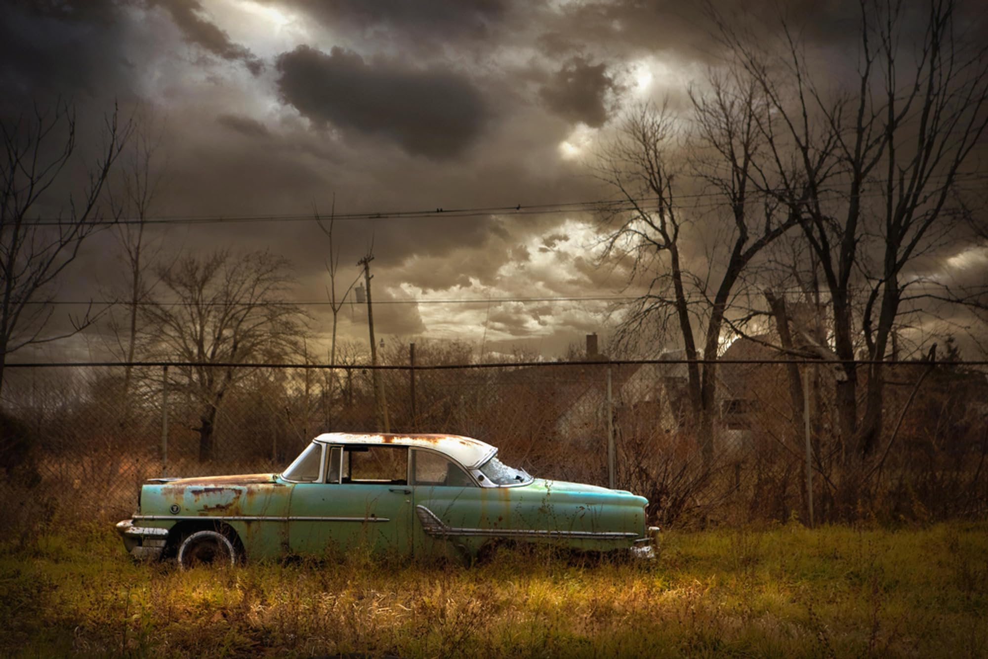Jigsaw Puzzles For Adults 1000 Piece Rusted Car in Dilapidated Urban Field Photo Photograph Family Funny Challenging Holiday Puzzles for Adults Puzzle Gift for Women Men Seniors