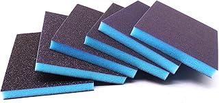 6 Pcs Sanding Sponge, 60/80/100/120/180/220 Grit Sanding Blocks Sandpaper Sponge, Reusable Wet Dry Sandpaper Block Sanding Sponge for Wood, Metal, Drywall