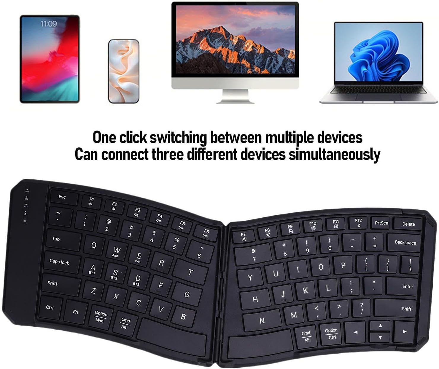 LICAEVEY Ergonomic Foldable Keyboard, Split Portable Compact Bluetooth Key Board, V Shape Split Rechargeable Wireless Bluetooth Folding Keyboard for Business Travel