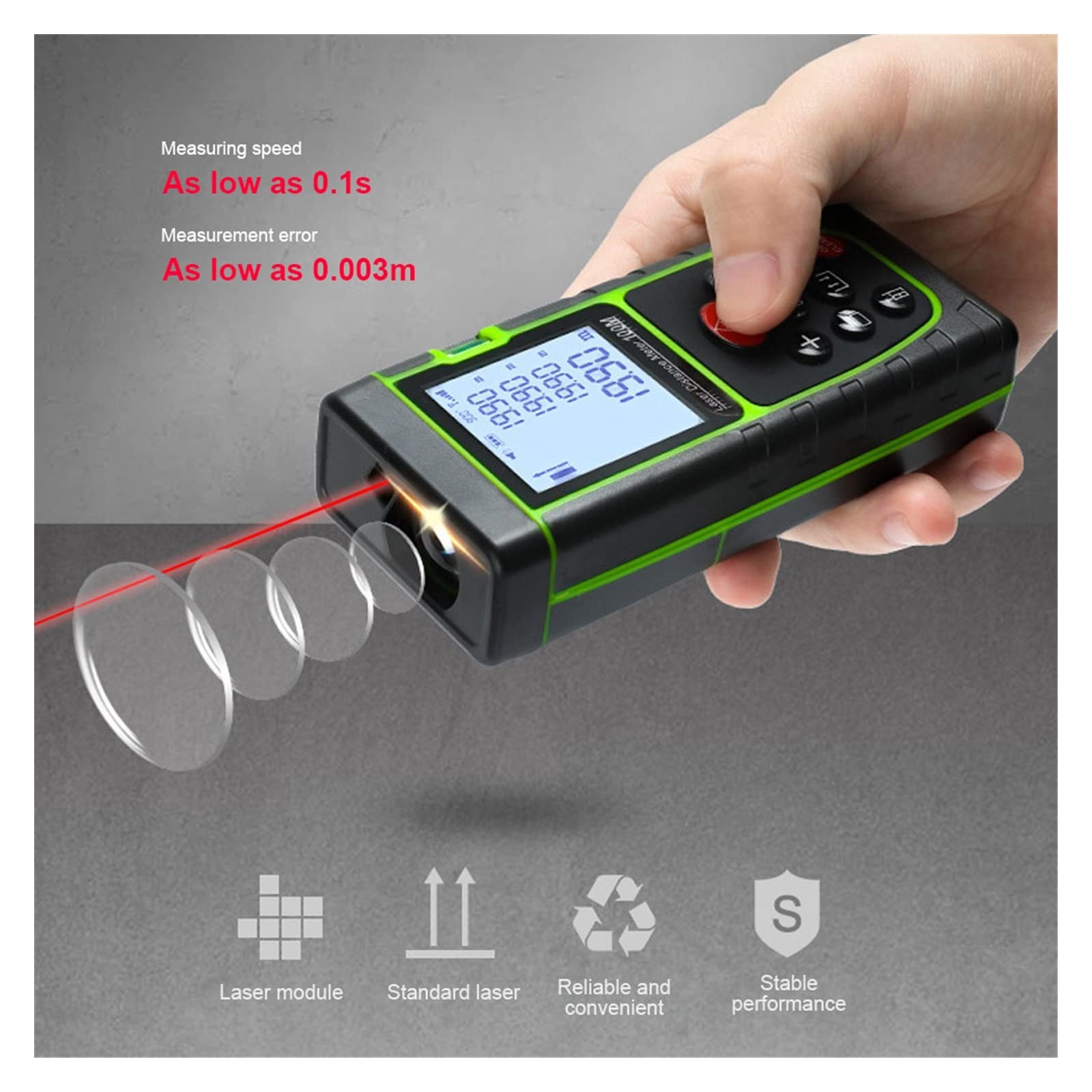 Équipement d'arpentage Testeur de Distance Laser numérique Poignée Ruban à mesurer Laser Outil de Mesure de Distance précis 40 m pour la Conception intérieure/architecturale GPS Portable