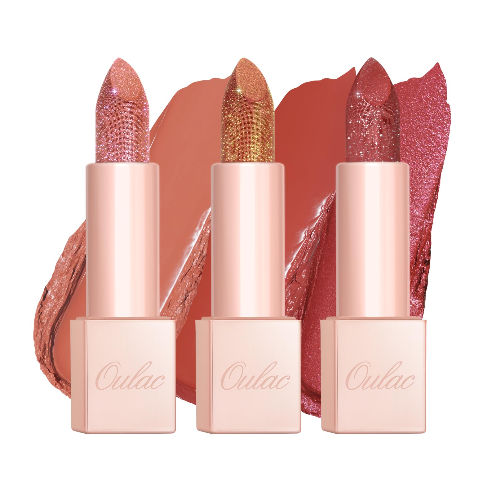 OULAC Feuchtigkeits Glanz Lippenstift Set, Schimmernder mit Glänzender Oberfläche, Cremige Textur, Lippenpflege für Feuchtigkeitsspendende Lippen, Vegan