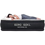 King Koil Full Size Plush Pillow Top Inflatable Air Mattress with Built-in Pump High-Speed Pump for Home, Camping, Guests, Luxury Double High Adjustable Blow Up Bed, Waterproof, 1-Year Warranty.