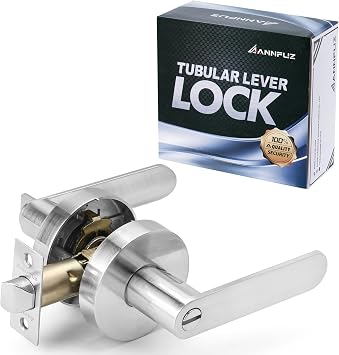 Interior Privacy Door Handle Lock with Emergency Access,Heavy Duty Round Keyless Door Lever for Left&Right Bathroom,Bedroom,Door Handle Interior for Bathroom,Without KeysBrushed Nickel
