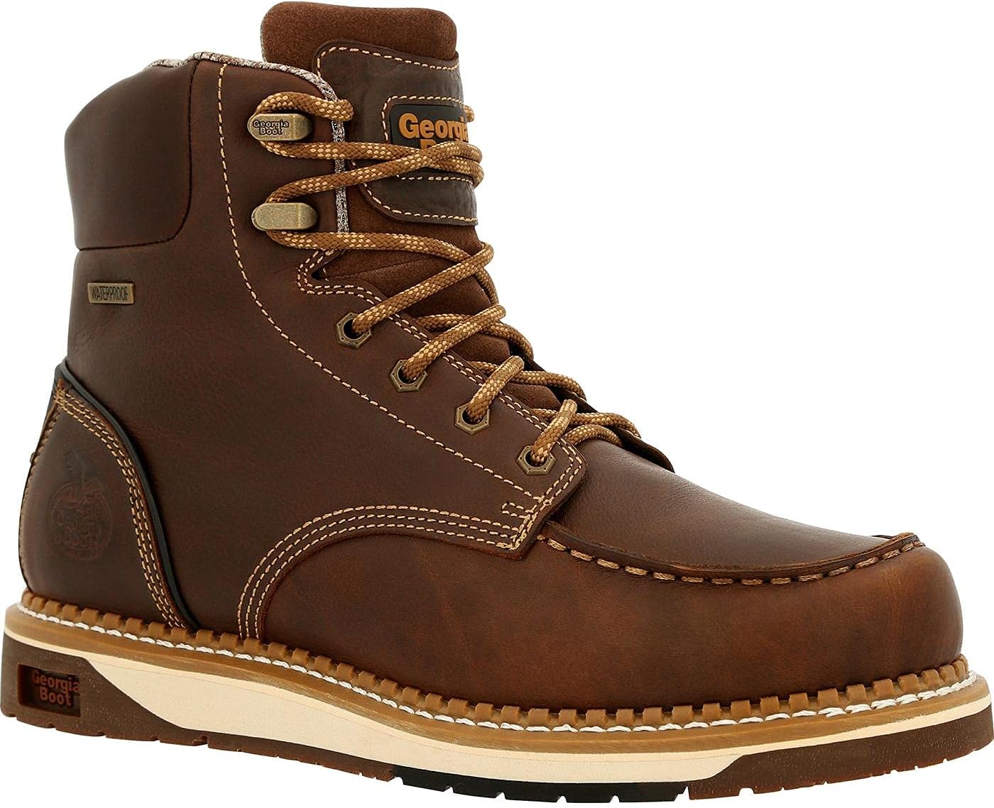 Georgia Boot Men's AMP LT Wedge Industrial Boot, Brown, 12 Wide