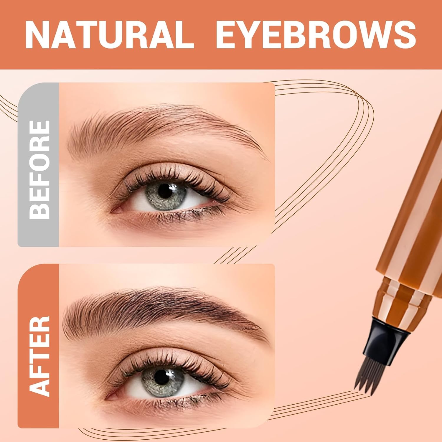 2Pcs Magic Microblading Eyebrow Pencil, 2025 New 4-Tip Waterproof Brow Pencil with Micro-Fork Tip, Natural Fine Stroke Eyebrow Pen for Women (5 Colors)