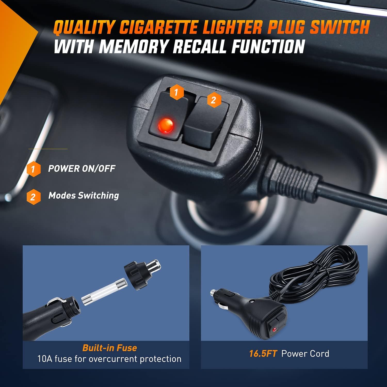 Nilight Traffic Advisor Emergency Strobe Light Bar 2 In 1 17Inch 32LED 23 Flash Patterns Directional Safety Warning Lights with Cigar Lighter on Trucks Police Construction Vehicles