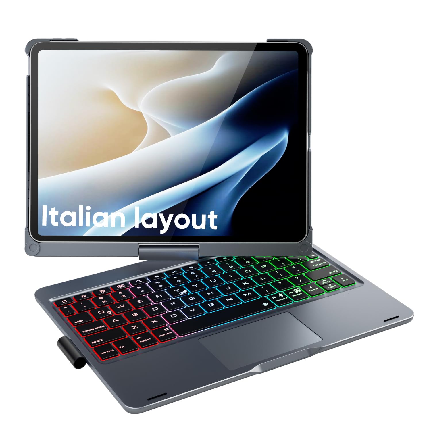doqo Custodia con Tastiera per iPad Air 11/iPad Pro 11, custodia con tastiera per Air 11 M3/M2 (2025/2024), Air 5ª/4ª gen., Pro 11 4ª/3ª/2ª/1ª gen. con touchpad, 360° girevole