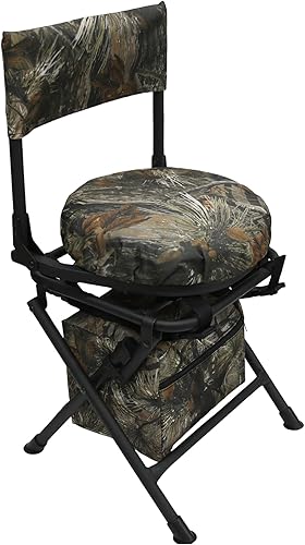 Miniatura 8 de MDSTOP Silla de caza giratoria de 360 grados para persianas de suelo, asiento de caza plegable, silla de pesca, ligera, portátil, cojín acolchado