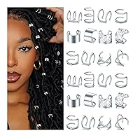 Vista 7 de NAISKA 24 piezas de joyería para el cabello con diamantes de imitación de cristal para trenzas, rastas, trenzas de cabello, puños de metal sin Dorado