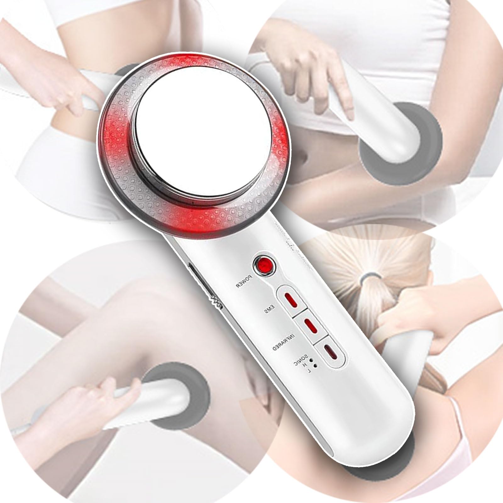 Masajeador Multifuncional, Masajeador Ultrasónico 3 En 1 Terapia Luz Infrarroja EMS Máquina Terapia Ultrasónica Dispositivo Eléctrico para Rostro, Brazos, Cuello, Pies y Cuerpo,A