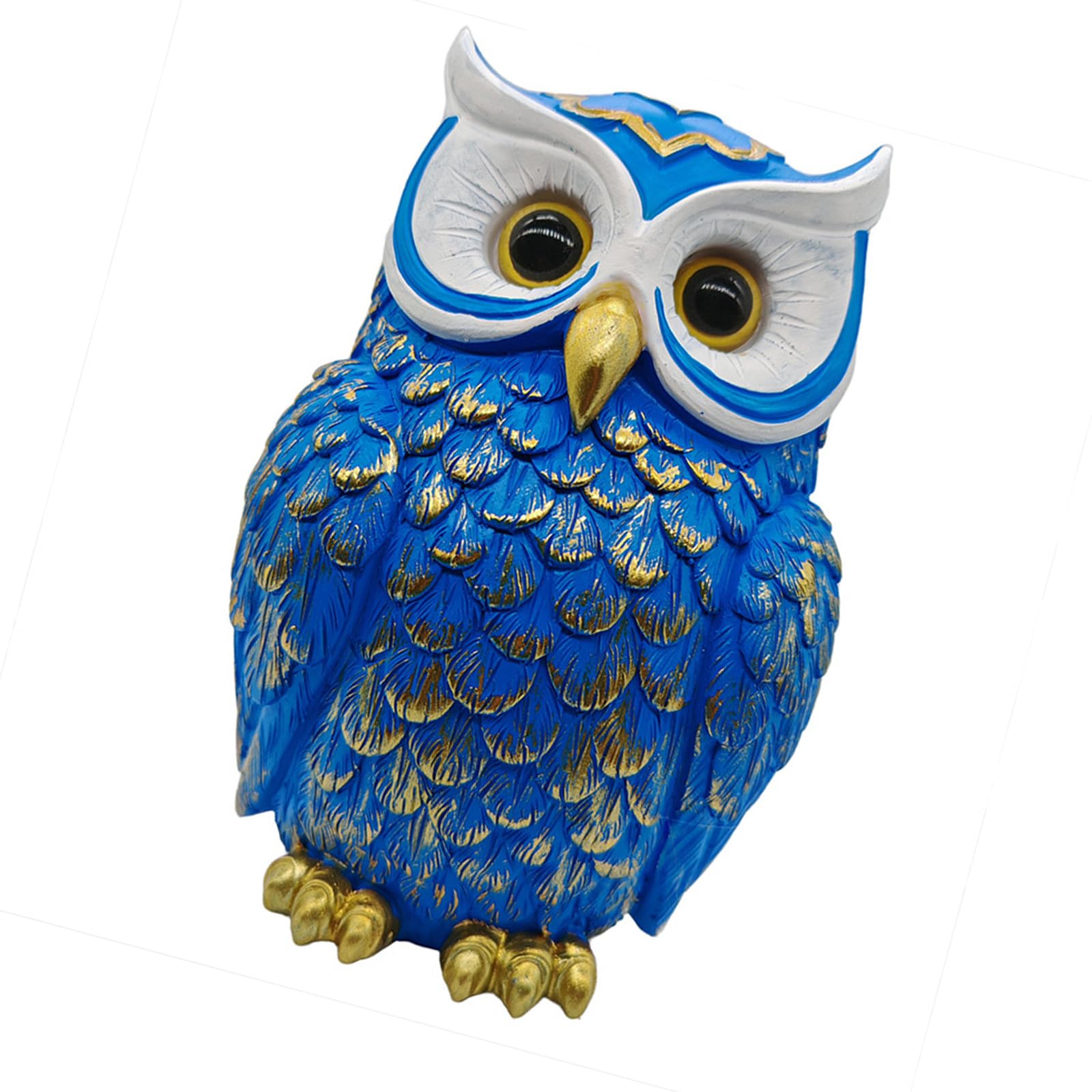 Ekoama Resin Owl Small Sculpture Desktop Ornament Bird Statue Bookshelf Desktop Fireplaces Decors for Collectors