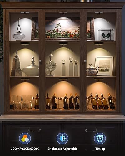 Miniatura 5 de WILLED Luces de disco con control remoto, luces recargables para armario, luces de grifo a batería de 1200 mAh, luces de empuje regulables, luces