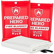 Prepared Hero Emergency Fire Blanket - 2 Pack - Fire Suppression for Kitchen, 40&rdquo; x 40&rdquo; Fiberglass Fire Blanket for Home