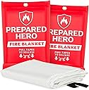 Prepared Hero Emergency Fire Blanket - 2 Pack - Fire Suppression for Kitchen, 40” x 40” Fiberglass Fire Blanket for Home