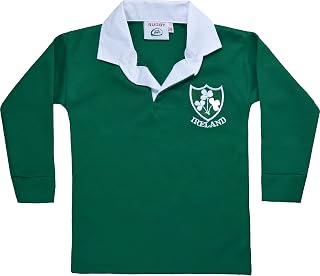 Children Ireland Irish Rugby Retro Shamrock Shirts Kids Full Sleeve Tops with Embroidered Logo .Limited Edition. Sizes:22 to 33