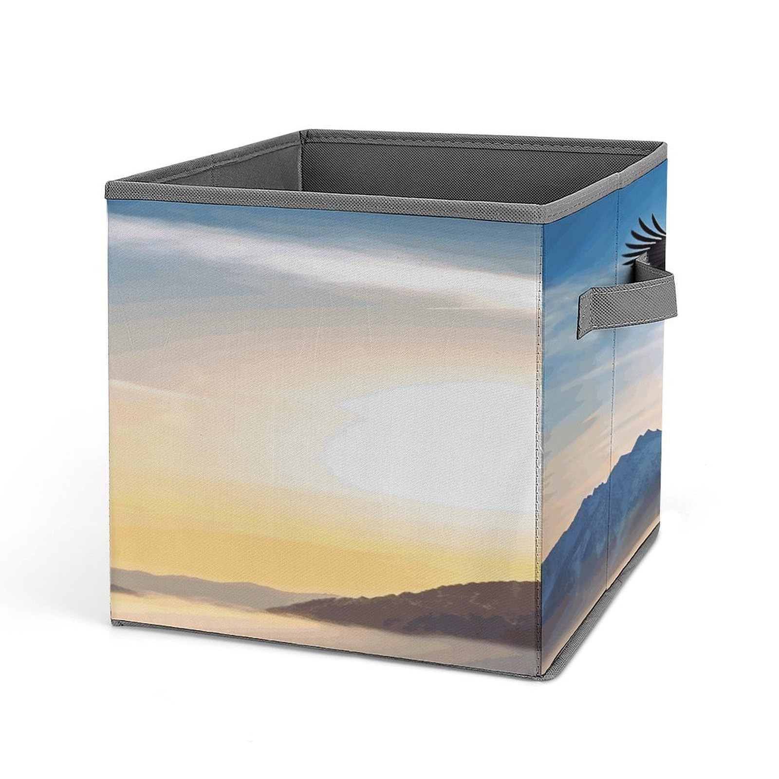 Fodpand Style Eagle Mountains Storage Cubes Foldable Decorative Fabric, Storage Bins Baskets With Handles, Closet Organizers And Storage For Home, Office,Closet, Clothes