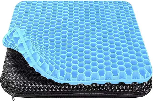 Coussin Anti Escarre en Gel - Housse Amovible, Base Antidérapante (Bleu Clair)