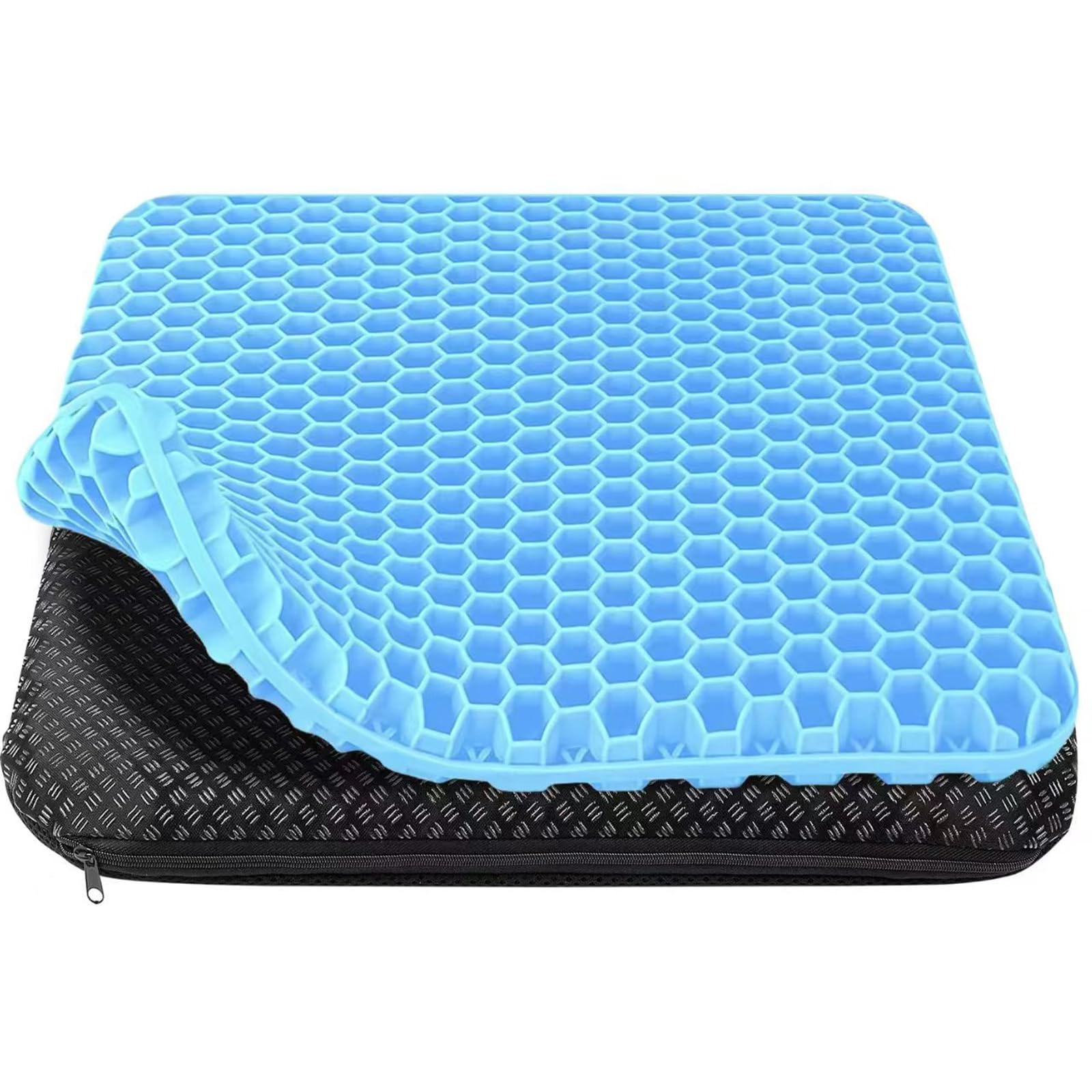 HSSGGV Cojin de Gel,Cojín antiescaras,Cojin Silla Oficina- Suave y cómodo con Funda extraíble, Adecuado para sillas de Oficina, Coches, sillas de Ruedas, sillas de Juego (Azul Claro)