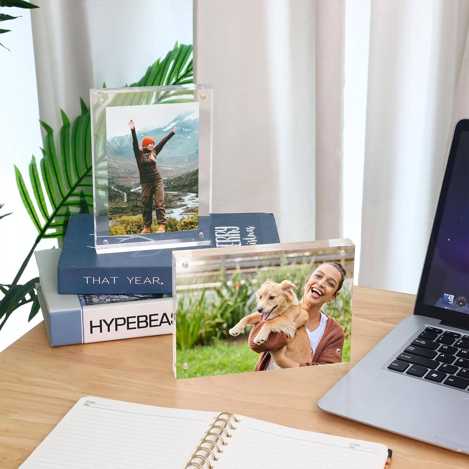 Fixwal 5x7 Picture Frame, 6 Pack Acrylic Frames, Clear Double Sided Photo Frame with Magnetic Desktop - Image 2