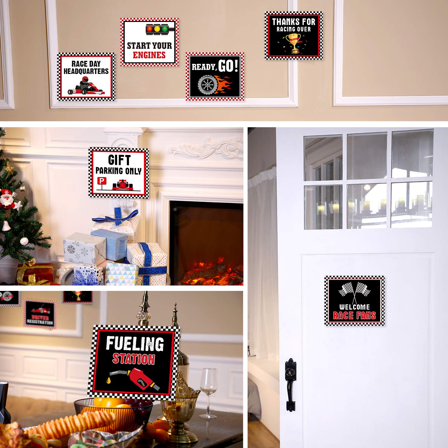 Buy 9 Pieces Racing Car Party Decorations, Race Sign Black Laminated