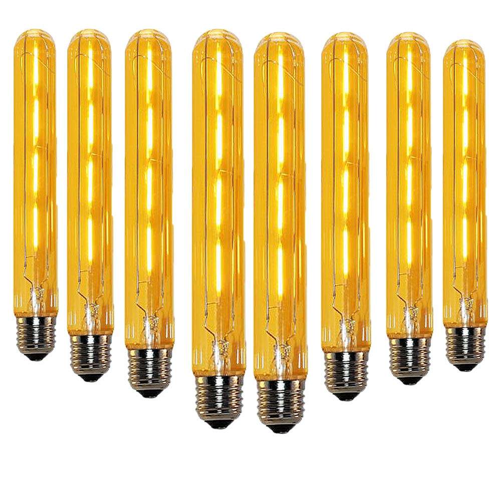 Lot de 8 tubes à essai E27 4 W Edison rétro vintage T30 E27 Remplacement pour ampoule halogène E27 40 W E27 T30 Filament LED Blanc chaud 2700 K Long tubes à essai Verre ambré Intensité non