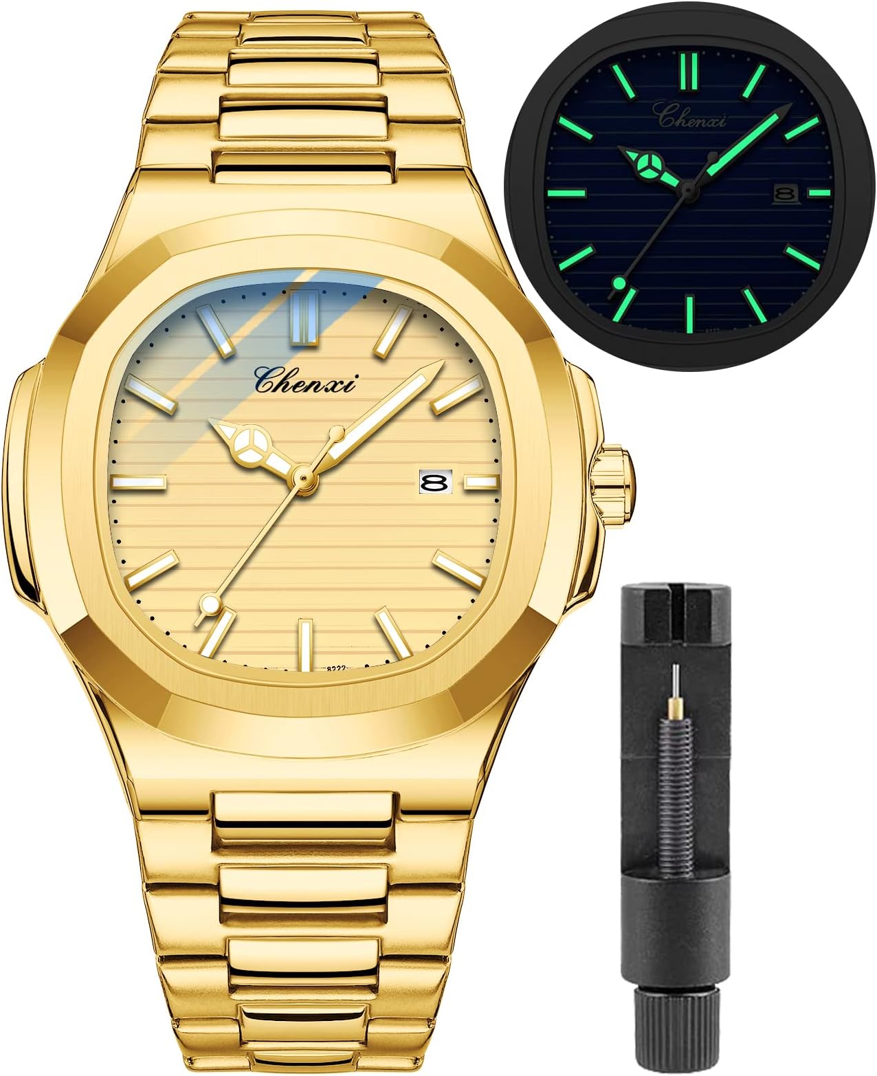 Fashion Men's Stainless Steel Quartz Watch Luminous Waterproof Analog Display